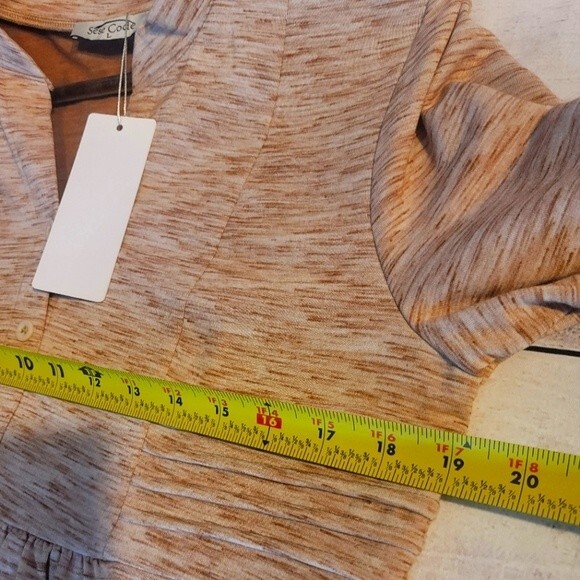 Sese Code Peplum Long-sleeve Top Taupe & Cream Size Large - Picture 7 of 9